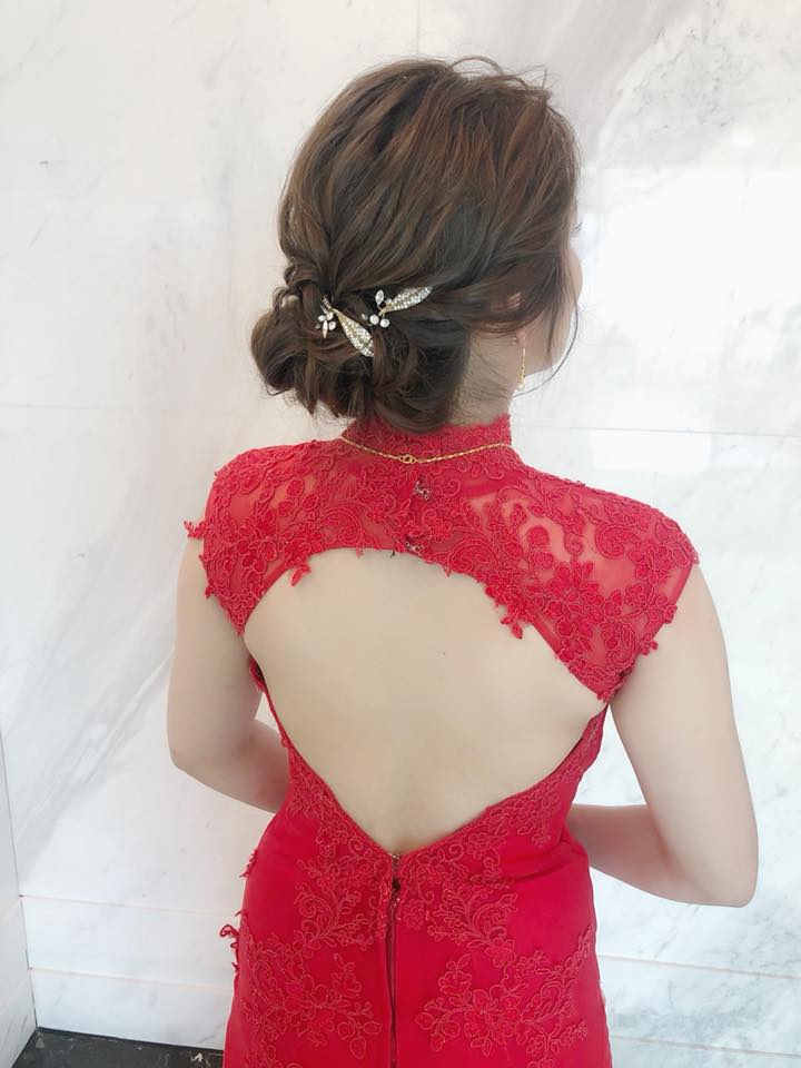 新娘化妝 文定造型 紅色禮服